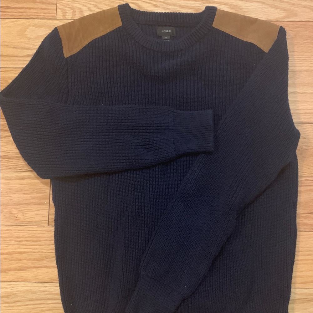 Shoulder-patch cotton crewneck sweater